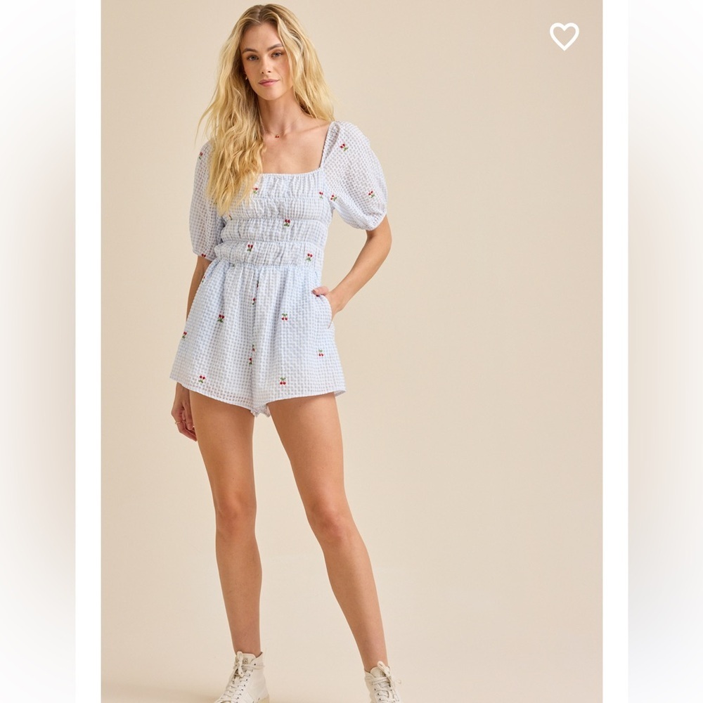 New with tags Altar’d State Natalia Cherry Gingham Romper - Picture 3 of 4